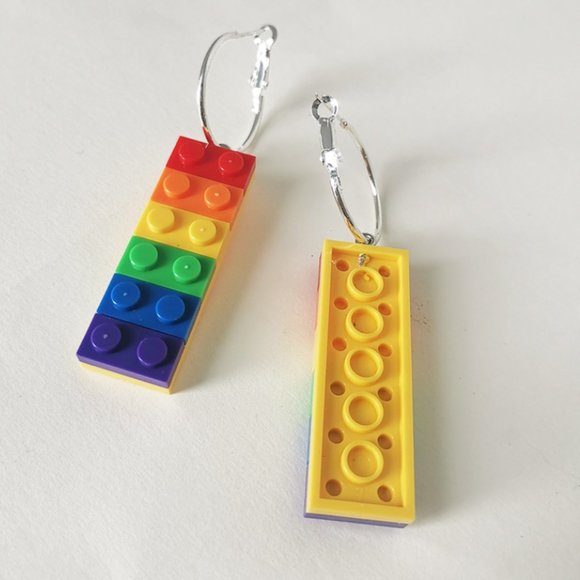 Rainbow Brick Earrings - Picture 5 of 8